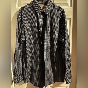 Duluth Trading Co Wrinkle Fighter Long Sleeve Button Down Shirt Blue Plaid Large